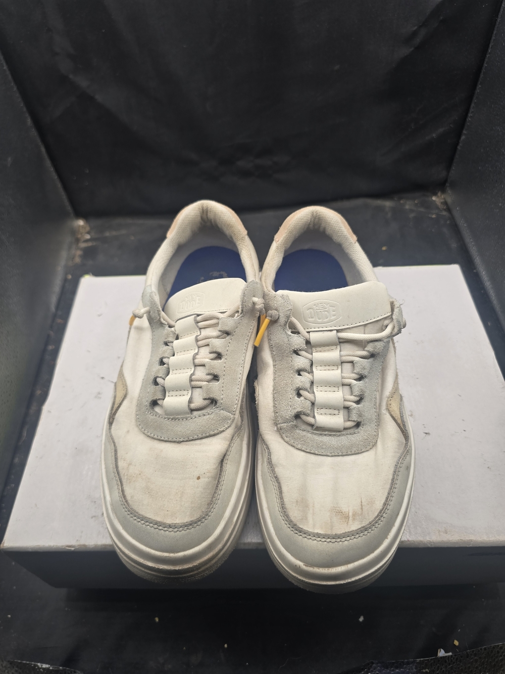 Hey Dude Men's Off-White and Light Gray Lace-Up Sneakers